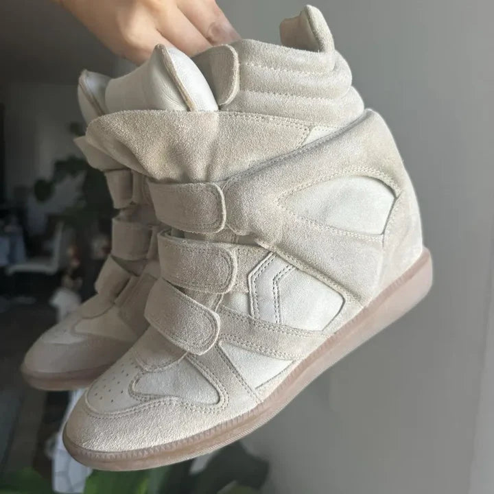 Authentic Isabel Marant BEKETT SNEAKERS suede Leather Wedge in Cream
