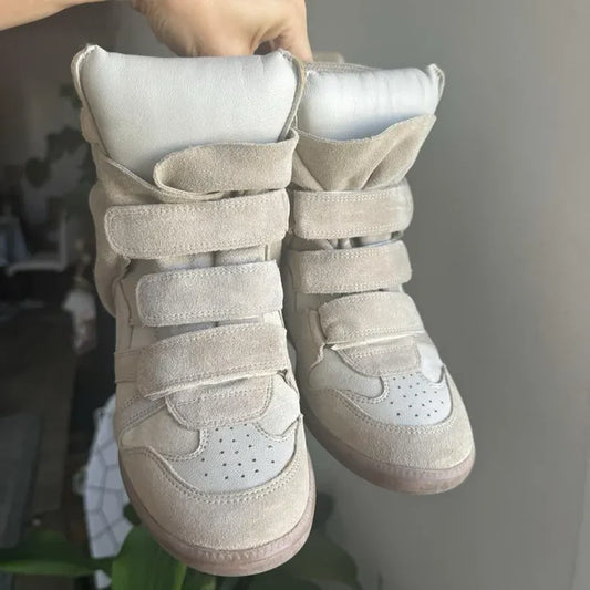 Authentic Isabel Marant BEKETT SNEAKERS suede Leather Wedge in Cream