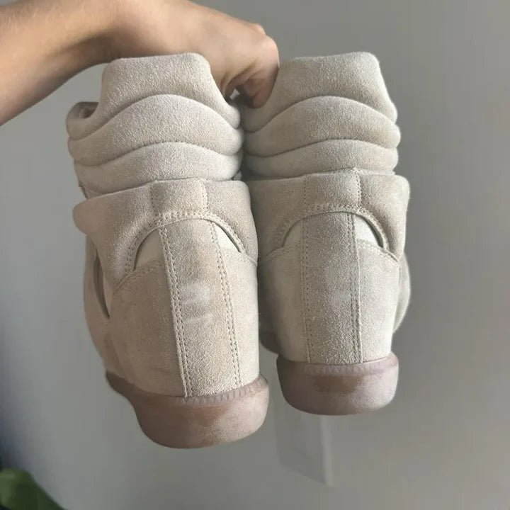 Authentic Isabel Marant BEKETT SNEAKERS suede Leather Wedge in Cream