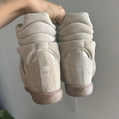 Authentic Isabel Marant BEKETT SNEAKERS suede Leather Wedge in Cream